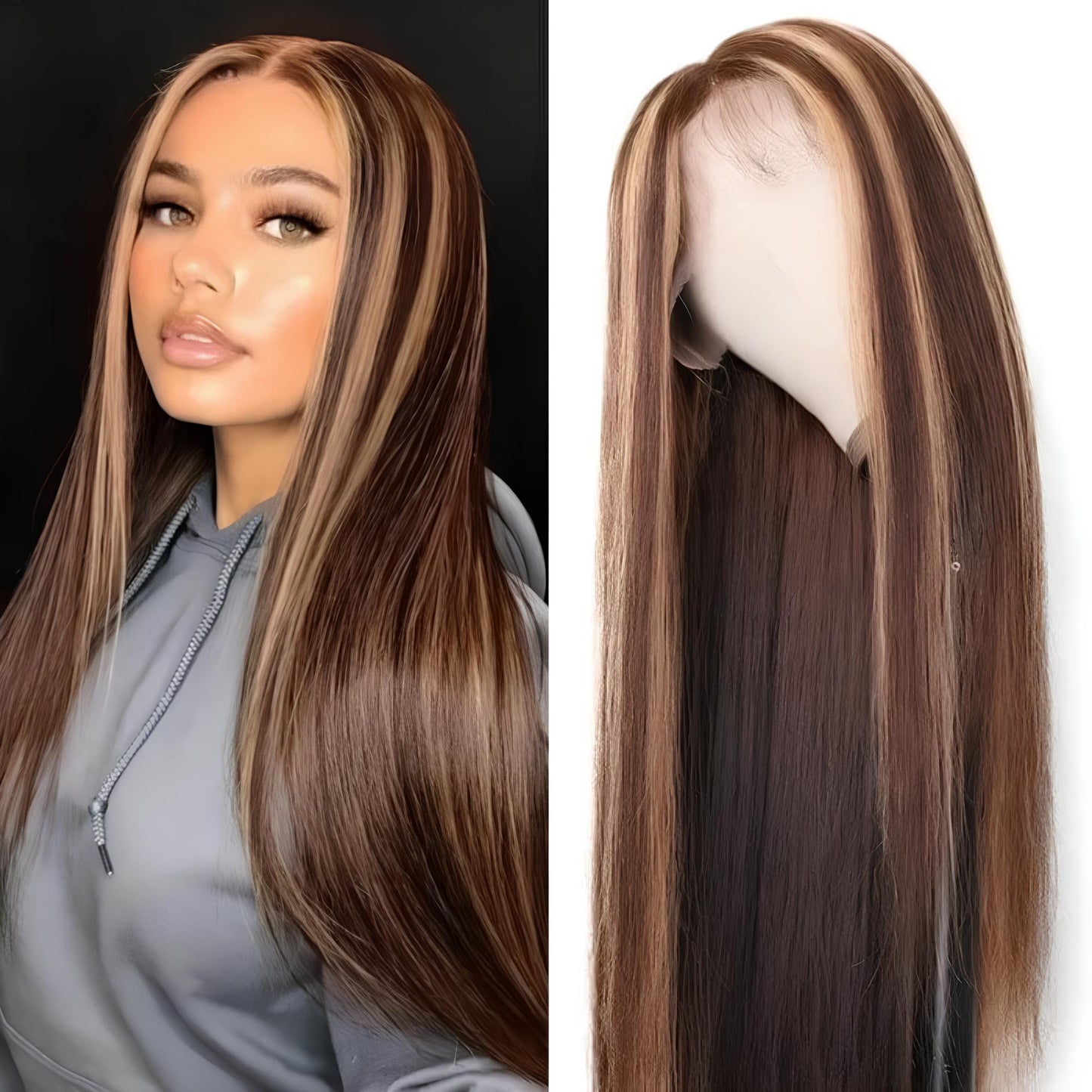 Carmela Highlight Bone Straight Brazilian HD Lace Front Human Hair Wig