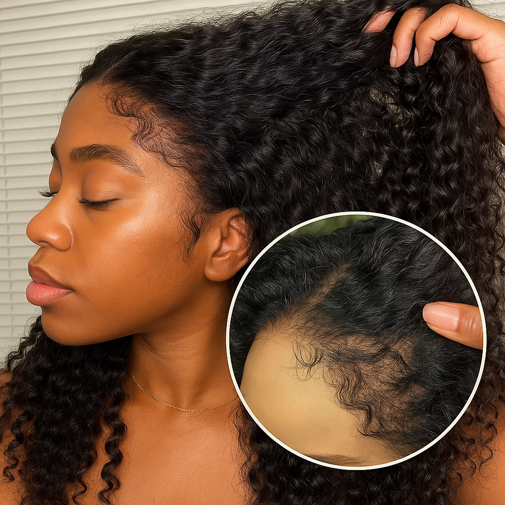 Nevaeh Brown Kinky Curly With Baby Hair Glueless Wig
