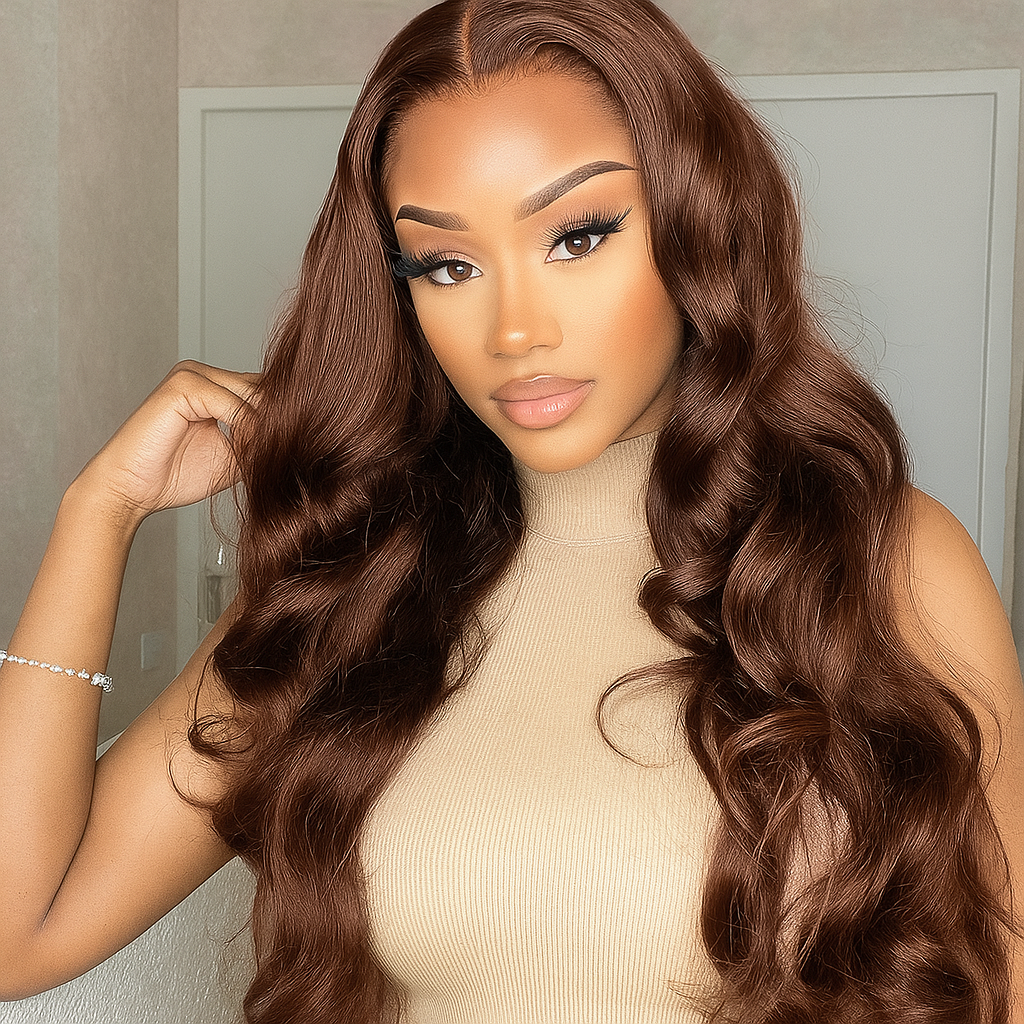 Jocelyn Chocolate Brown Body Wave Glueless Wig
