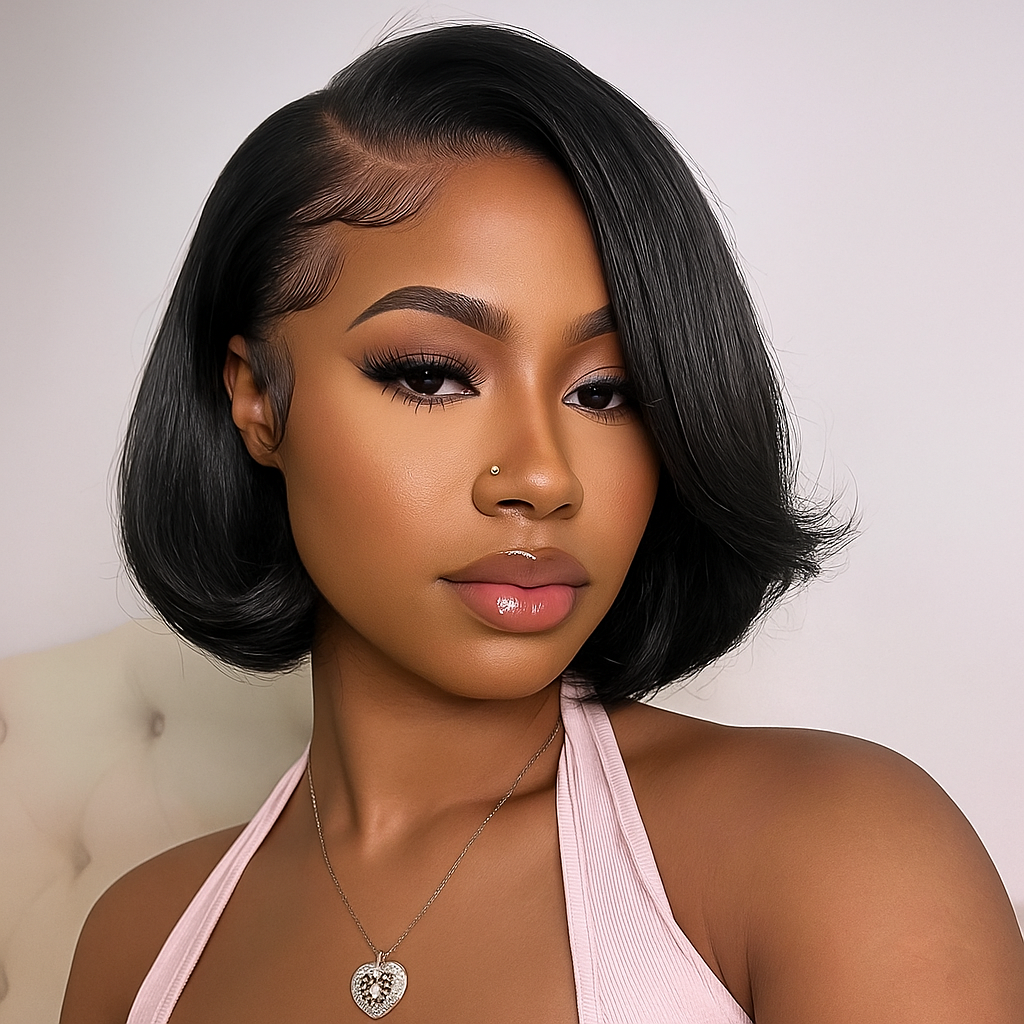 Olivia Soft Black Wavy Bob Glueless Wig