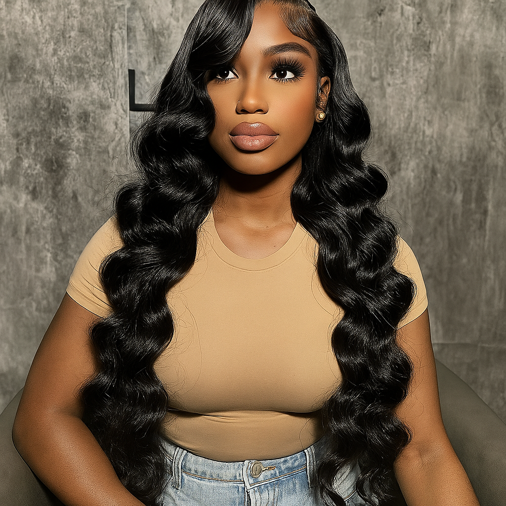 Melanie Natural Black Body Wave Glueless Wig