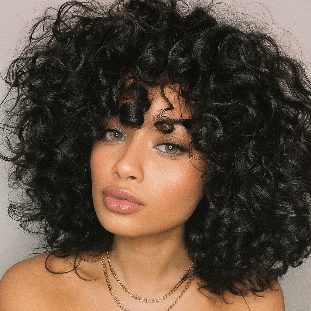 Skai Voluminous Natural Brown Curly Glueless Wig