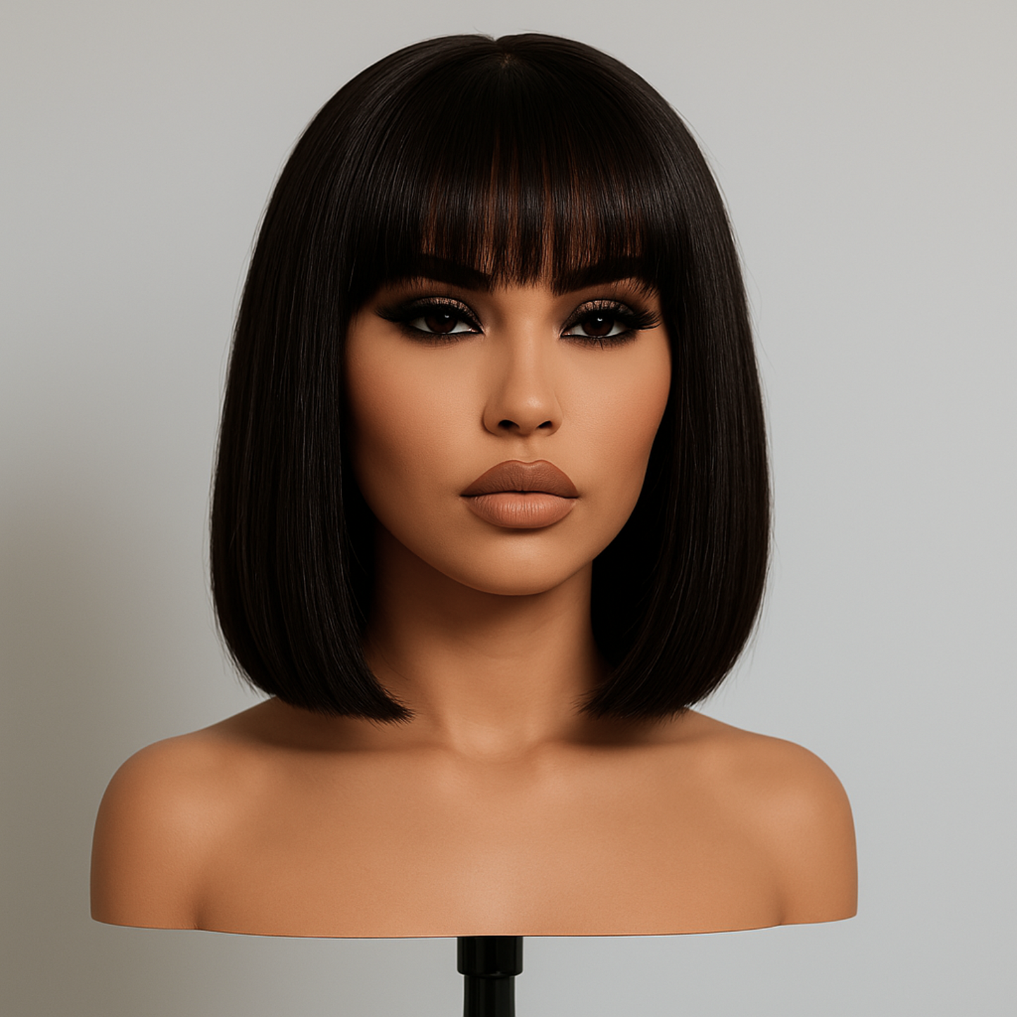 Elena Brown Straight Bob With Bangs Glueless Wig