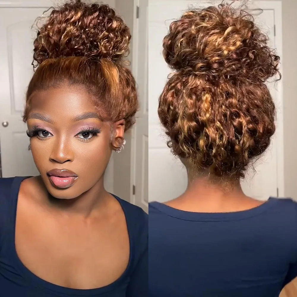 Lena Brown Highlights Water Wave 360 HD Lace Front Human Hair Wig HEIRCENTRIC