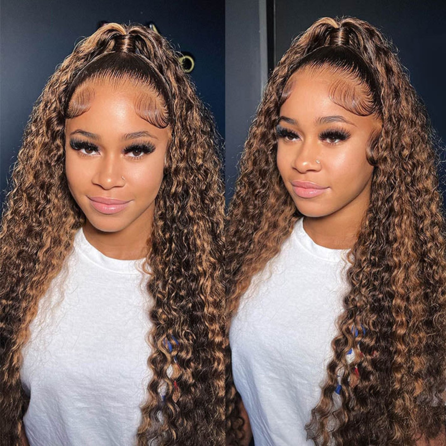 Ariel Brown Highlight Deep Wave HD Lace Front Human Hair Wig HEIRCENTRIC