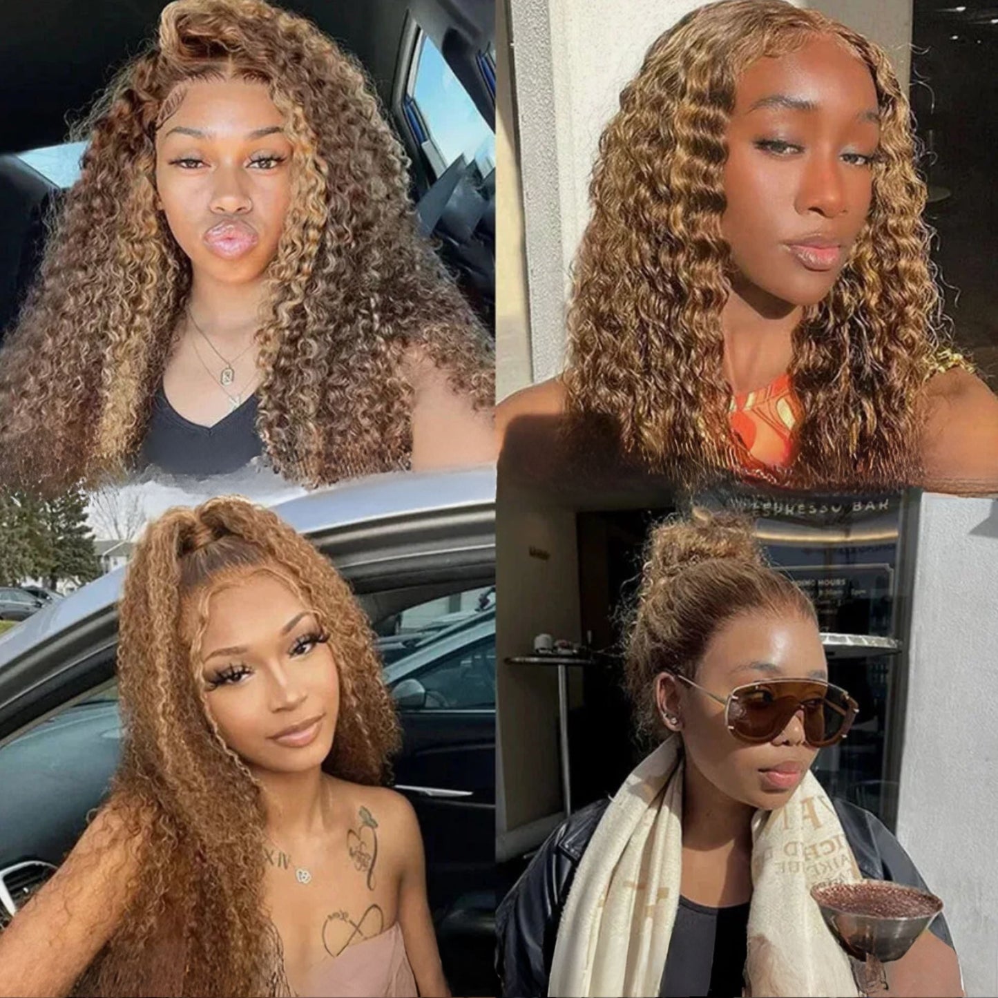 Lena Brown Highlights Water Wave 360 HD Lace Front Human Hair Wig HEIRCENTRIC
