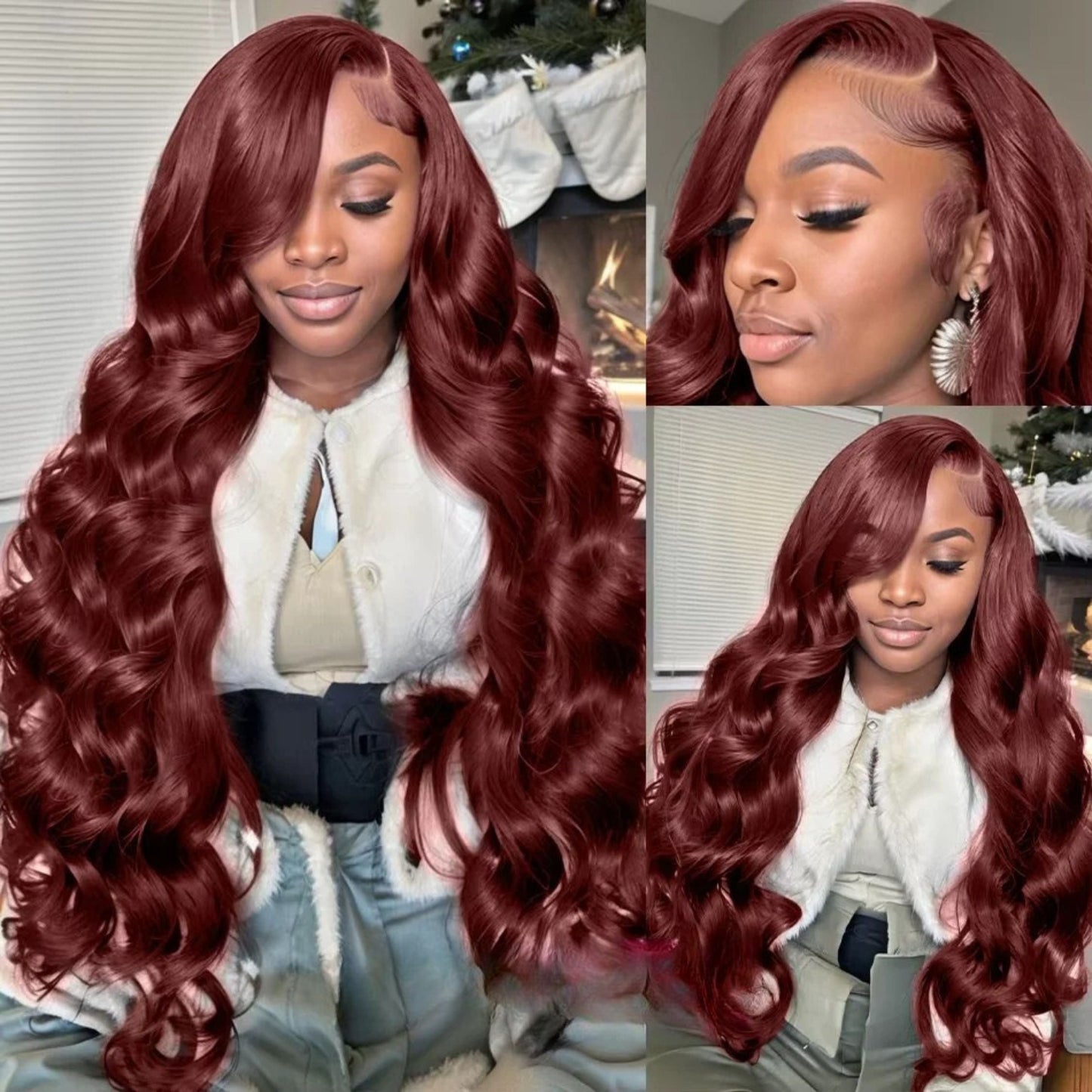 Malia Burgundy Red Body Wave HD Lace Front Human Hair Wig HEIRCENTRIC