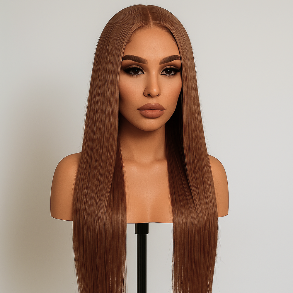 Sienna Brown Bone Straight Glueless Wig