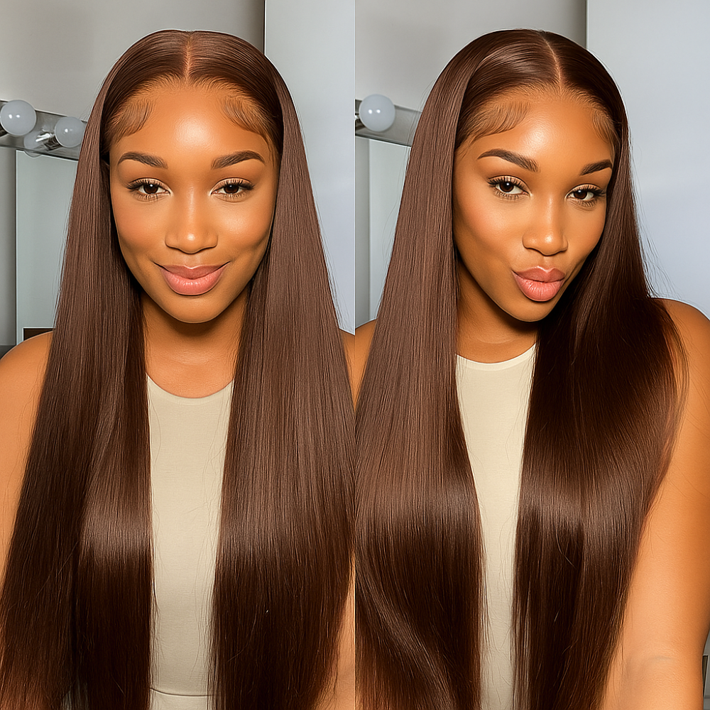 Sienna Brown Bone Straight Glueless Wig