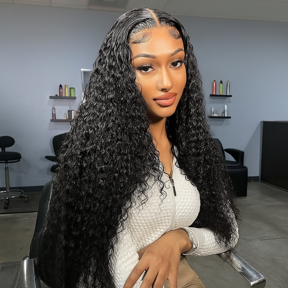 Alicia Natural Black Curly Deep Wave Glueless Wig