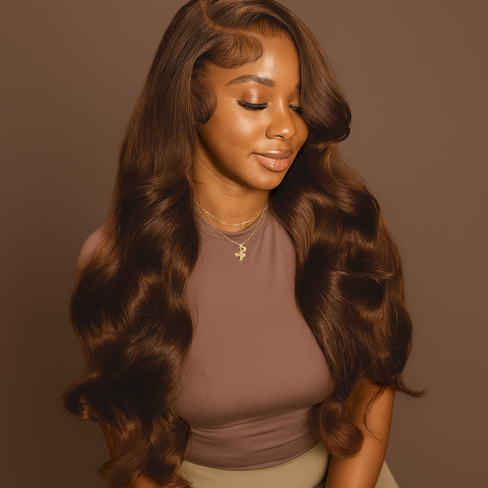 Alexandra Chocolate Brown Body Wave Glueless Wig