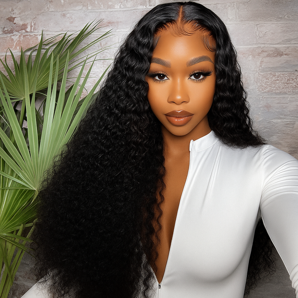 Alicia Natural Black Curly Deep Wave Glueless Wig