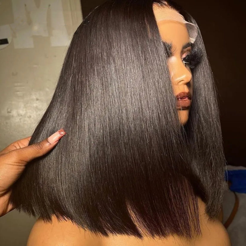 Eva Sleek Natural Brown Straight Bob HD Lace Front Human Hair Wig HEIRCENTRIC