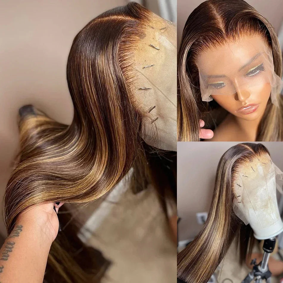 Carmela Highlight Bone Straight Brazilian HD Lace Front Human Hair Wig HEIRCENTRIC