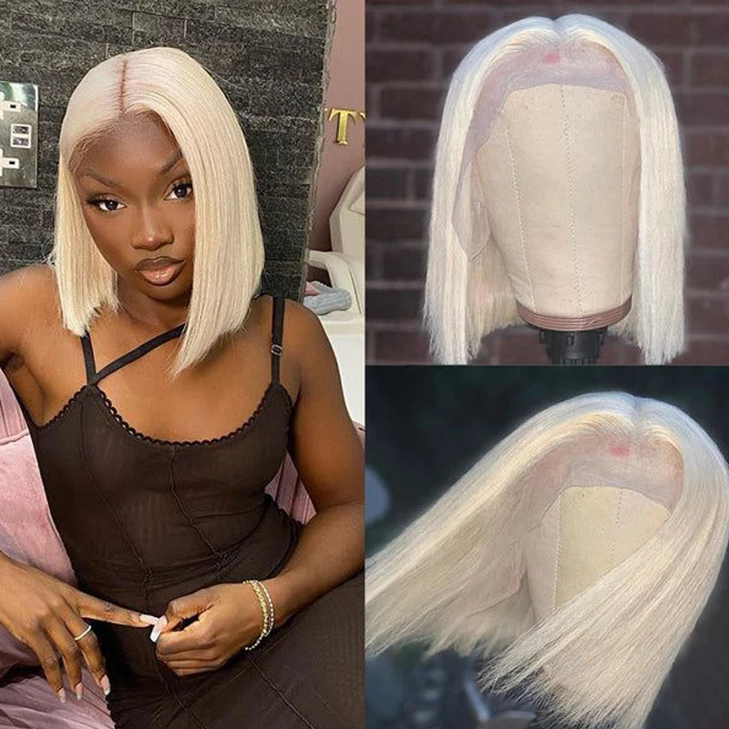 Jade Ash Blonde Platinum Short Bob HD Lace Front Human Hair Wig My Store
