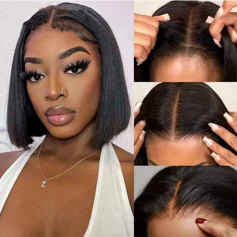 Eva Sleek Natural Brown Straight Bob HD Lace Front Human Hair Wig HEIRCENTRIC