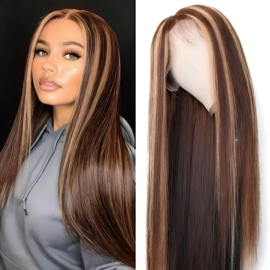Carmela Highlight Bone Straight Brazilian HD Lace Front Human Hair Wig