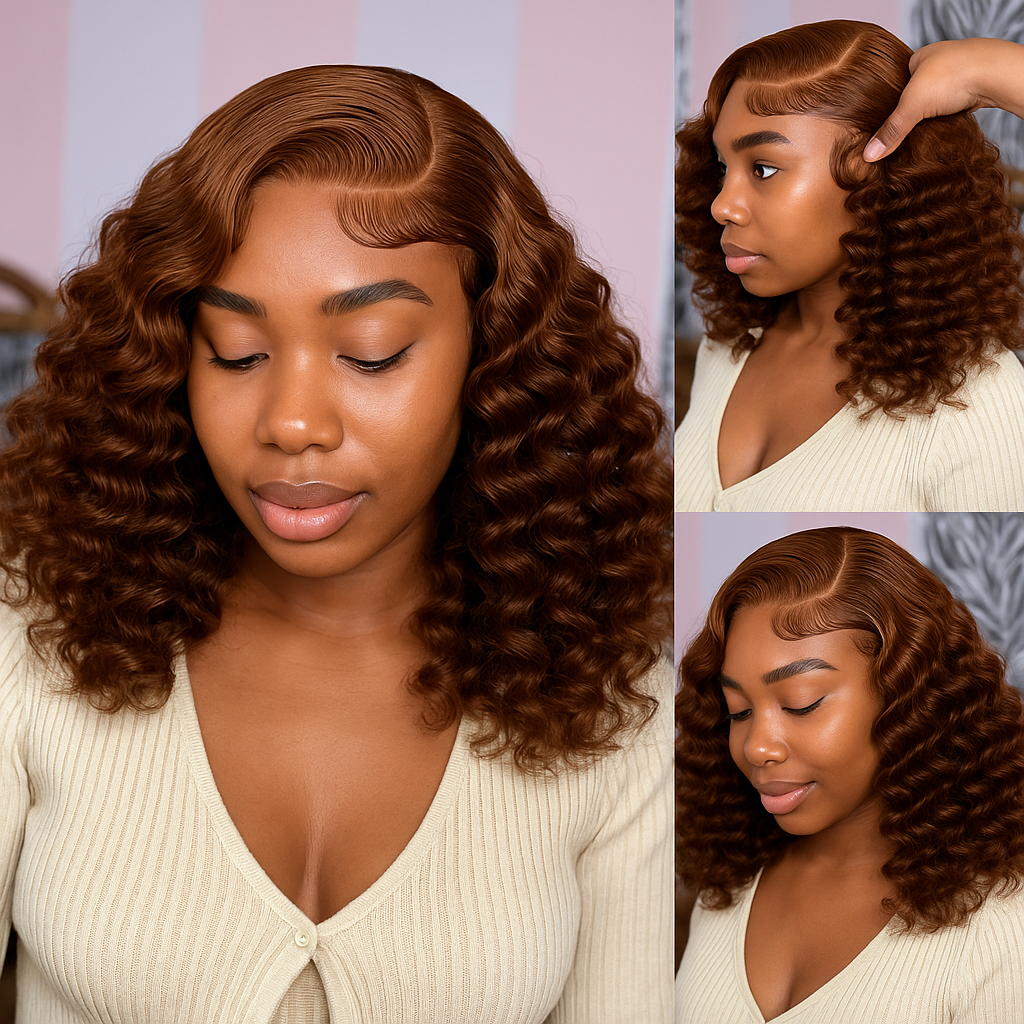 Penelope Chocolate Brown Curly Short Bob Glueless Wig