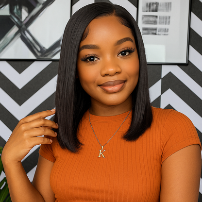 Selene Natural Brown Bone Straight Short Bob Glueless Wig