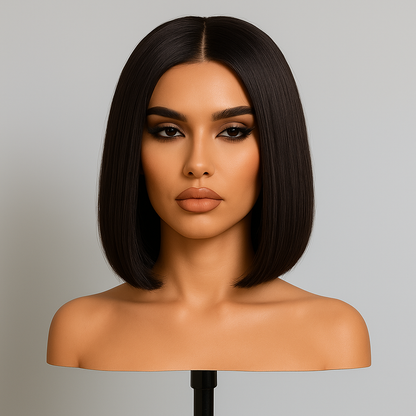 Selene Natural Brown Bone Straight Short Bob Glueless Wig