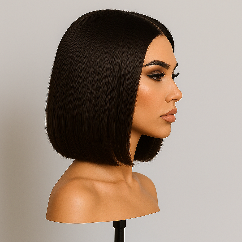 Selene Natural Brown Bone Straight Short Bob Glueless Wig