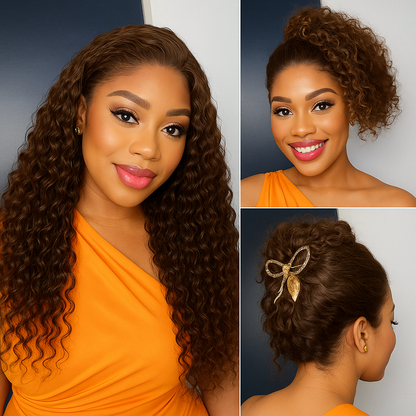 Mariah Chocolate Brown Deep Wave Curly 360 Glueless Wig