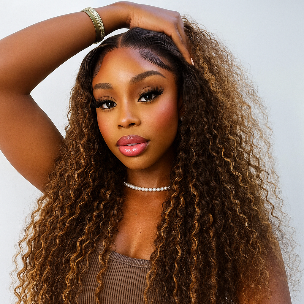 Mia Ombre Highlights Deep Wave Glueless Wig