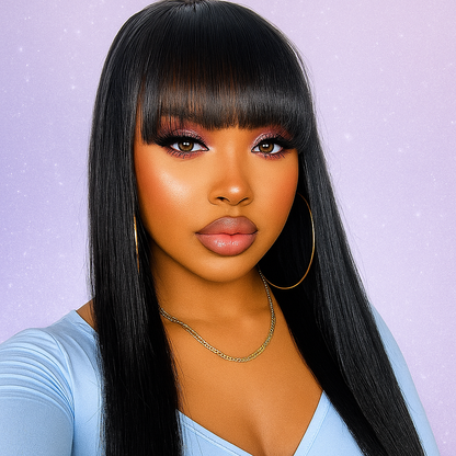 April Soft Black Straight Hair With Bangs Glueless Wig