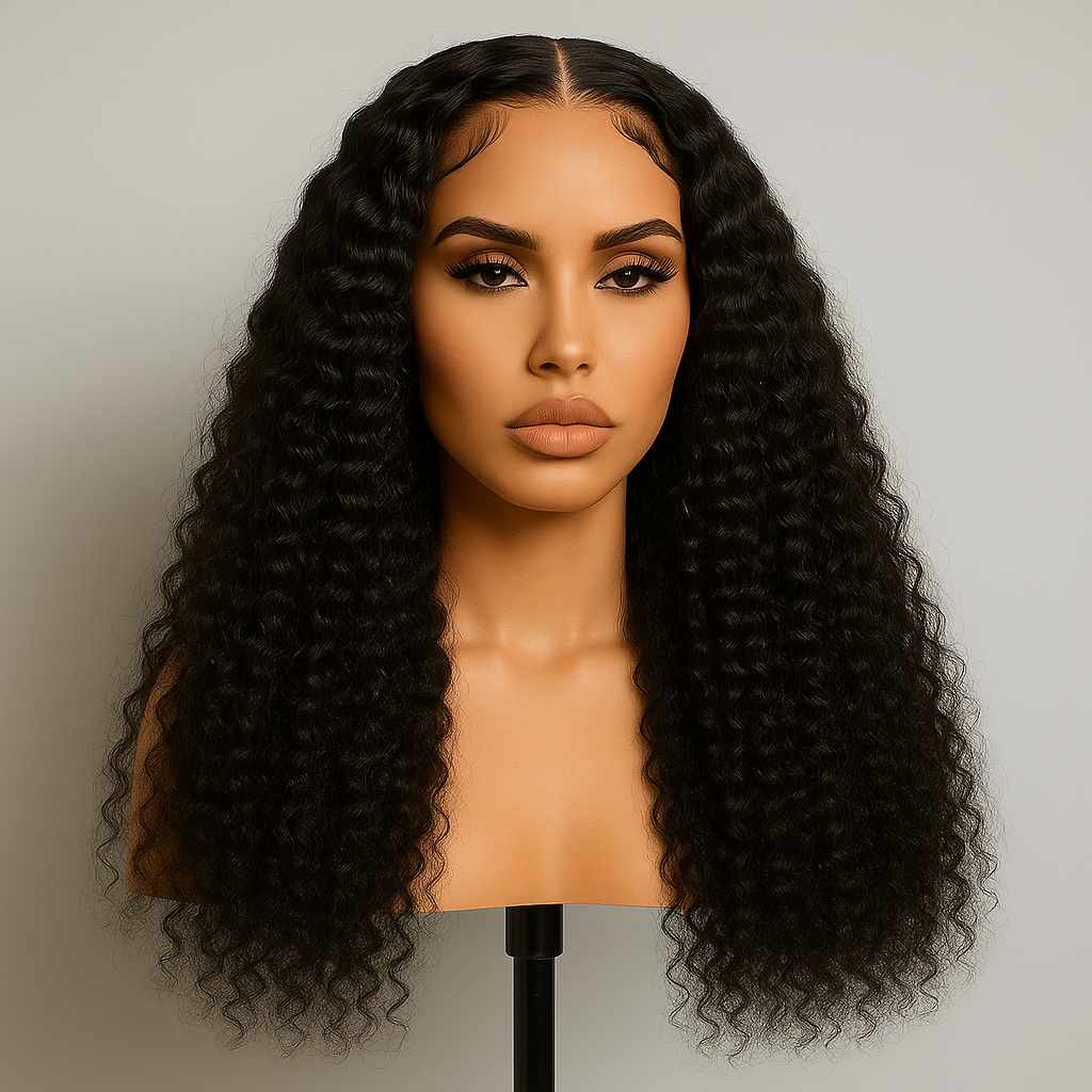 Nicki Natural Brown Curly Deep Wave 360 Glueless Wig