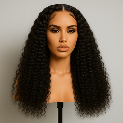 Nicki Natural Brown Curly Deep Wave 360 Glueless Wig