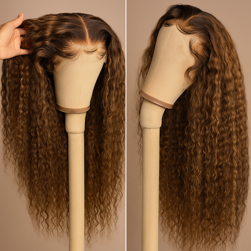 Ariel Blonde Ombre Highlights Deep Wave Glueless Wig