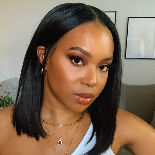 Selene Natural Brown Bone Straight Short Bob Glueless Wig