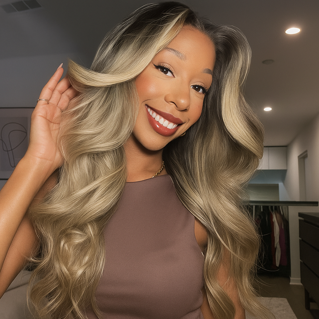 Luna Ash Blonde Body Wave Glueless Wig