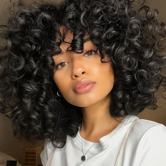Skai Voluminous Natural Brown Curly Glueless Wig