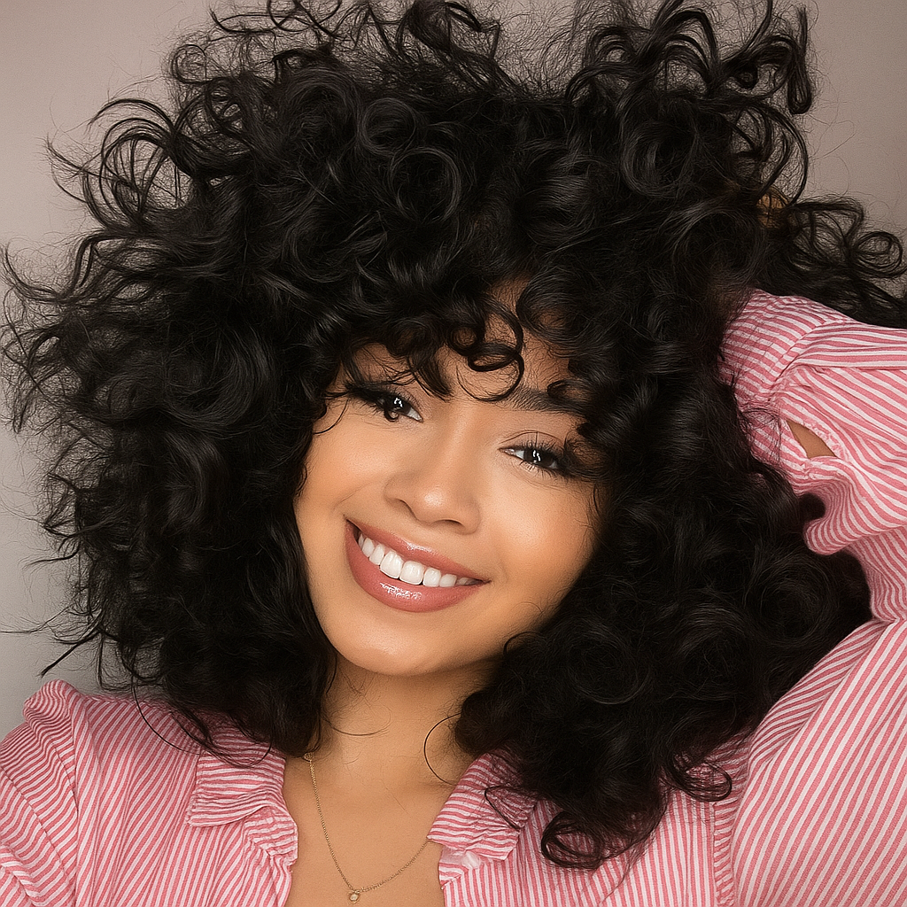 Skai Voluminous Natural Brown Curly Glueless Wig
