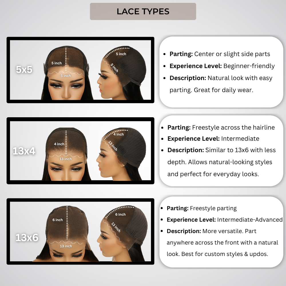 The image is a collage of three images depicting different types of hairpieces, each with varying hair types and styles. The images show the hairpiece in different positions and styles, providing a visual representation of the different options available for hairpiece selection.