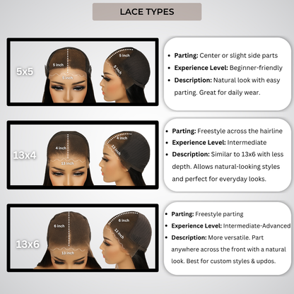 The image is a collage of three images depicting different types of hairpieces, each with varying hair types and styles. The images show the hairpiece in different positions and styles, providing a visual representation of the different options available for hairpiece selection.