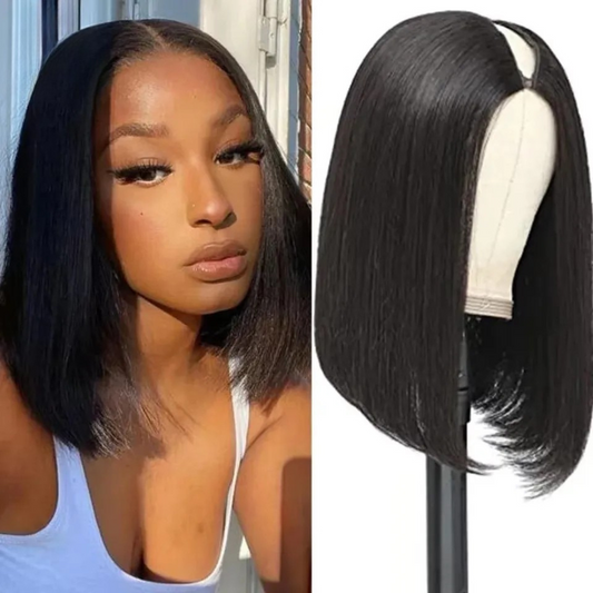 Delphine V/U Part Wig No Leave Out Short Bob Brazilian Human Hair Wig