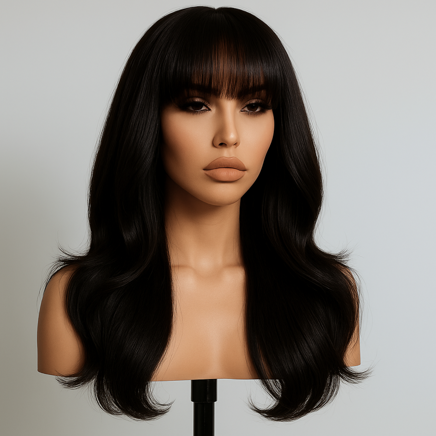 Maya Soft Black Body Wave With Bangs Glueless Wig