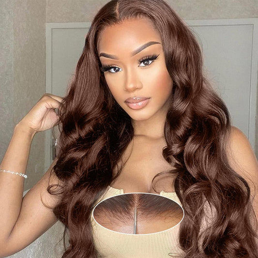 Jocelyn Auburn Brown Body Wave HD Lace Front Human Hair Wig HEIRCENTRIC