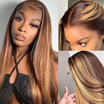 Brooke Chestnut Brown with Blonde Straight HD Lace Front Human Hair Wig HEIRCENTRIC