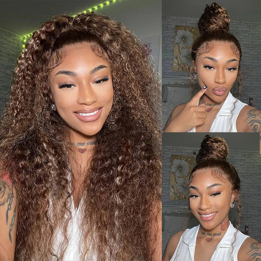Cely Brown Water Wave 360 HD Lace Front Human Hair Wig HEIRCENTRIC