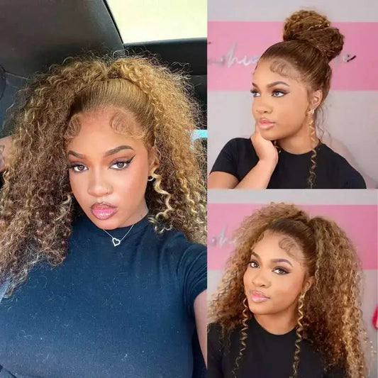 Lena Brown Highlights Water Wave 360 HD Lace Front Human Hair Wig HEIRCENTRIC
