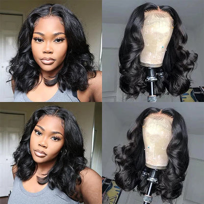 Margot Remy Soft Black Short Body Wave HD Lace Front Human Hair Wig