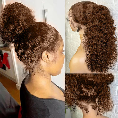 Angelique Chocolate Brown Deep Wave 360 HD Lace Front Human Hair Wig HEIRCENTRIC