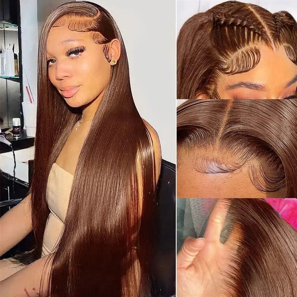 Sienna Brown Bone Straight HD Lace Front Human Hair Wig HEIRCENTRIC