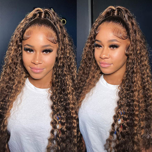 Ariel Brown Highlight Deep Wave HD Lace Front Human Hair Wig HEIRCENTRIC