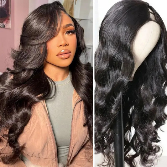 Isadora V/U Part Wig No Leave Out Remy Loose Body Wave Brazilian Human Hair Wig