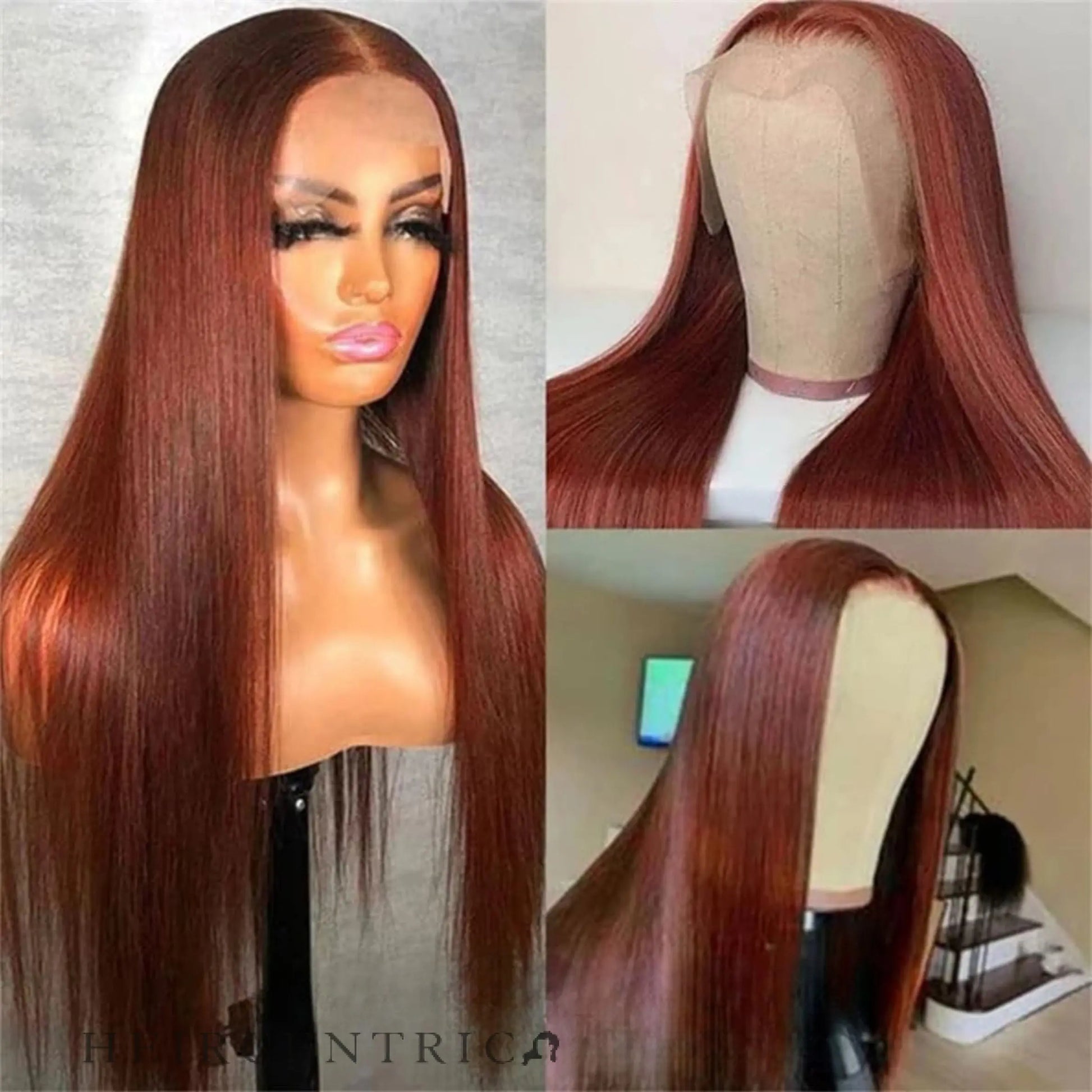 Elle Reddish Brown Straight Brazilian HD Lace Front Human Hair Wig HEIRCENTRIC