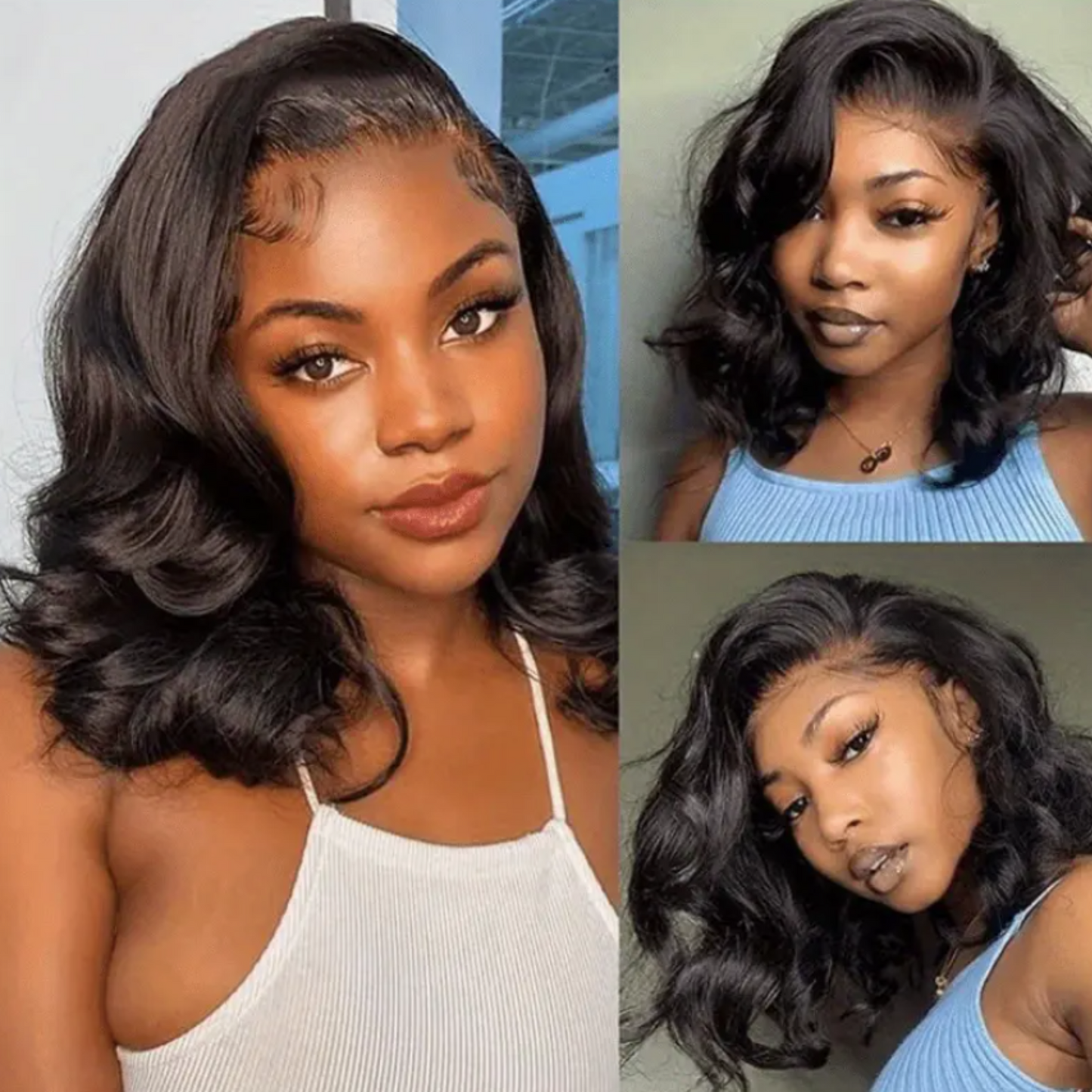 Margot Remy Soft Black Short Body Wave HD Lace Front Human Hair Wig